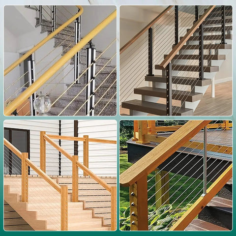 Beveled Washer 3/8 Inch 30 Degree Angled 316 Stainless Steel For Cable Railings installed on various staircases and decks