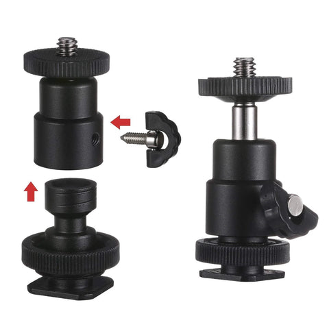 Camera Screw Adapter Kit 19 Pcs Quarter Inch And Three Eighth Inch Converter Set with metal thread adapters for mounting.