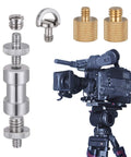 Camera Screw Adapter Kit 19 Pcs Quarter Inch And Three Eighth Inch Converter Set and camcorder on tripod