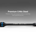 1/2 in. Drive 100 ft. lbs. Torque Limiting Extension Bar chrome moly close-up, product branding visible, focus on material strength