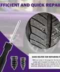 100PCS Car Tire Plug Kit,Practical Tire Screw Plug Repair Kit with Screwdriver/Tires Repair Rubber Nail for Quick Repairs,Essential Car Accessories Tires Repairs Screws shown with tire puncture close-up