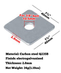 30 Pack Square Washer Plates in carbon steel deliver even load distribution around 3/8 bolt holes, 40x40x2.8mm size and thickness.