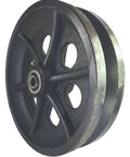 Sliding Barn Door Cast Iron Wheel Kit 8" X 2" with 1/2" Smooth & Quiet Ball Bearings, side view of cast iron wheel.