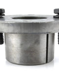 Efficient 7.75 inch dual groove cast iron pulley with a 1-1/8 inch bushing side view showing two-piece secure construction