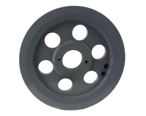 Efficient 7.75 inch dual groove cast iron pulley with a 1-1/8 inch bushing delivers reliable belt drive for B section 5L belts