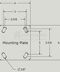 Drywall Dolly Replacement Polyurethane Wheel Casters - 2,400 Lbs Capacity mounting plate diagram with measurements