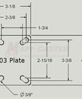 Diagram of 03 plate dimensions for U-Boat Platform Truck Replacement Caster & Wheel Kit with Easy Rolling Ball Bearings & Hardware.