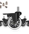 Three Eighths Inch Thread Swivel Stem Casters With Locking Brake For Office Chairs Furniture And Shelves Heavy Duty Caster Replacement Pack Of Five Includes Three Eighths Inch Thread Screw Inserts Imperial Stem System