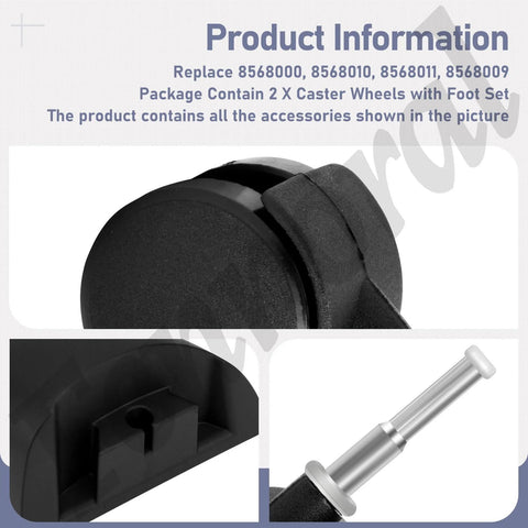 Caster Wheels And Foot Replacement Kit For Most Vacuums And A And B Cleaners Includes 2 Caster Wheels With Foot Set