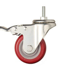 Heavy Duty Stem Caster Wheels With PU Castors For Quiet Smooth Operation No Noise 360 Degree Swivel Dual Locking Brakes M8-1.25x25mm Stem