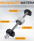 SFU1605 500mm Ball Screw With 16mm Diameter Antibacklash Ball Nut assembly in CF54 steel, labeled material components