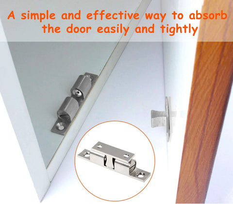 Installed Double Ball Tension Roller Catch Latch Set 2.75 Inches For Cabinet Closet And Furniture Doors, Chromium Plated for Secure Locking