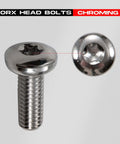 Close-up of 5PCS Screws Chrome Rear Disc Brake Rotor TORX Bolts fit for Harley Davidson Touring Dyna Softail Sportster Street Glide