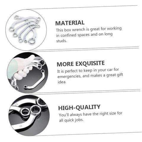 Image of 5-Piece Socket Spanner Set In Chrome-Vanadium Steel With Double Box End Wrenches, showcasing material and use