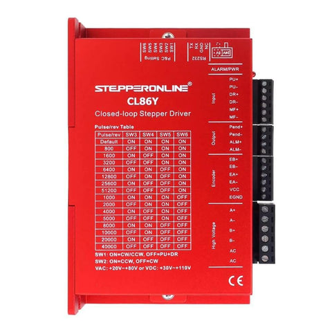 CL86Y-V20 closed-loop stepper driver, red casing, pulse/rev table, for Closed Loop Stepper Motor 1 Axis CNC KIT 6.5 Nm/920.48oz.in.