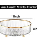 11 Inch Round Rotating Makeup Organizer Lazy Susan Turntable Vanity Storage For Skincare, Makeup, Perfume And Cosmetics, Clear 360 Degree Spinning Display Tray With No Assembly Required, 3 Inch High Caddy