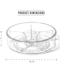 Round Turntable Organizer With Six Removable Clear Bins 11.7 Inch Rotating Storage Tray dimensions illustration