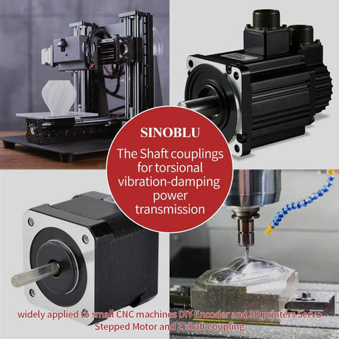 Sinoblu 14mm-to-14mm aluminum rigid shaft coupling; clamp-on for stepper/servo motors in CNC and 3D printers