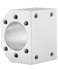 Front view of Three Piece Aluminum Ballscrew Nut Housing Seat Mount Bracket Set With 28mm Inner Diameter For SFU1604 1605 1610 Ballscrews.