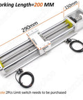 CNC Linear Motion Rail Guide 200mm Stroke Ball Screw Electric Linear Stage Actuator with Dust Cover for Nema23 Stepper Motor X Axis CNC Router