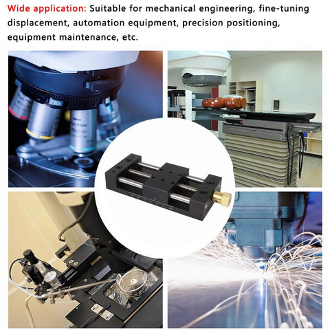 CNC Sliding Table, X/Y Axis Linear Stage Actuator, 75mm Stroke Manual Linear Position Stage with Ruler and Base, Linear Rail Ballscrew, Aluminum Alloy Slide Table in industrial setting
