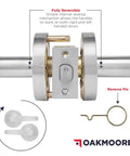 Commercial Entry Door Handle Grade 2 Heavy Duty Lockset Keyed Entry Satin Nickel ADA ANSI A1562 with reversible mechanism