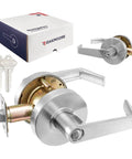 Heavy Duty Commercial Door Lockset Keyed Entry Grade 2 For Office School And Industrial Use Satin Finish with keys and packaging