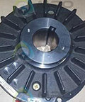Compact shaft-mounted friction brake with a 1.938 inch bore and 1600 in-lbs torque at 80 psi, designed for space-constrained conveyors.