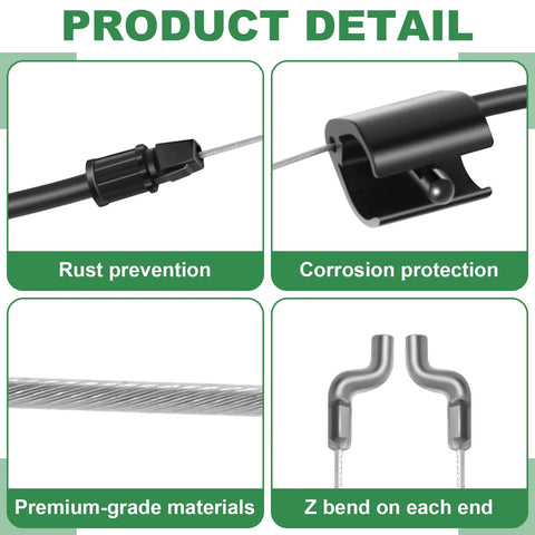 Product detail view of Heavy Duty Control Cable 946-1130 with rust prevention, corrosion protection, premium-grade materials, and Z bend ends