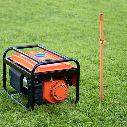 Grounding Rod Kit Zonon with five eighth inch copper clad rods and clamps next to generator, for electric fences satellite dishes generators