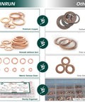 Comparison of Copper Sealing Washers Set 350 Pcs 10 Sizes M5–M14 vs other materials and sizes