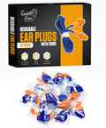 Box and individually wrapped 10 Pair Corded Reusable Ear Plugs For Shooting Range And Gun Range Hearing Protection, NRR 25dB SNR 28dB