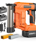 Cordless 18 Gauge Brad Nailer and Stapler in a 2 in 1 kit with two 4.0Ah batteries, fast charger, 800 nails and 800 staples