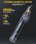 Cordless Rotary Tool Kit With Magnetic Motor And Revostor Hub; tool features 25000 RPM max speed, efficient and heat-reduced design.