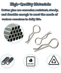 25pcs Cotter Pins, R Clips Hardware Pins, Spring Fasteners Hitch Pin, for Trailer Locking, Trailer Clamps, Lawn Mowers, Trucks, Mechanics, R Clips Cotter Pin - M1.8x35mm, high-quality material display with anti-rust icon