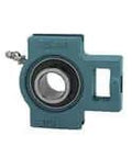 Front view of 1-15/16 in Wide Take-Up Ball Bearing Unit UCT210-31, cast iron housing, sealed contact seal, set-screw locking.
