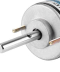 Close-up of the shaft on the 30W CW/CCW Permanent Magnet DC Motor Reversible Electric Gear Motor for DIY Generator XD-3420 (12V 3000RPM)