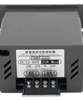 Front view of DC12V-60V/20A Motor Speed Controller for brushed motors, showing speed control inputs and label details.