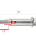2 Deck Wheel Bolt Compatible with John Deere EZTrak Z365R Z375R Z425 Z435 Z445 GX21012, close-up with measurements