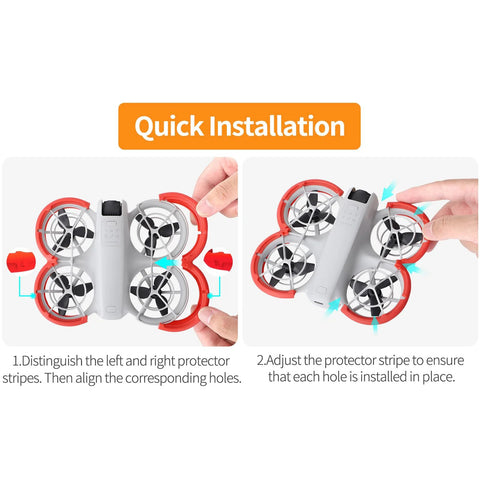 Quick installation of DJI Neo Propeller Guard Protector Anti Collision Bumper Ring For Drone Protection with red bumper rings.