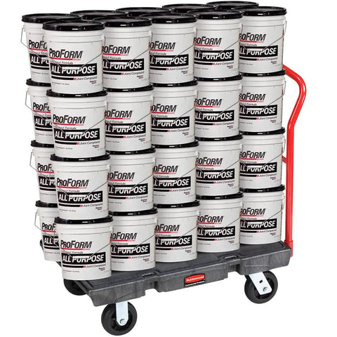 Trolley loaded with buckets using phenolic wheel with flat tread for medium to heavy duty use, 4, 5, or 6 inch diameter.