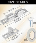Size details of 12Pcs Double Ball Tension Roller Cabinet Catch Latch Set 70mm Solid Brass Hardware With Screws And Adhesive Tape