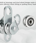 Double Cable Pulley Block with Ball Bearings for 0.23 Inch/6mm Wire Rope, dual wheel design for lifting systems, visible close-up