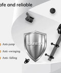 Safety features of 16 FT Double Door Sliding Barn Door Hardware Track Kit with basic J pulley and black powder coated rail