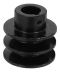 Idler Pulley for Gym Pulley Wheel Gas Engine Belt Sheave Double Installation, front view, black metal, double groove design