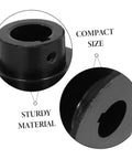 Black double groove pulley replacement for V-belt gas engine water pump, showcasing compact size and sturdy material.
