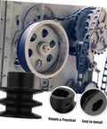 Replacement Pulley Wheel for Belt Pulleys Gas Engine Double Groove V-Belt Sheave Smooth Operation, shown mounted on machinery.