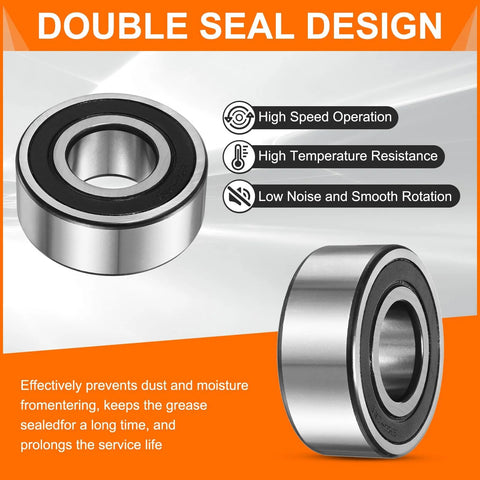 Double Row Sealed Angular Ball Bearing for motors and pumps with high rigidity, radial and axial load support, double seals 2RS and P6 tolerance.