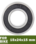 Durable 6802W15 double row sealed bearing for bicycle wheels 15x24x15 mm front view
