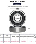 Diagram of 10 Pack 6200-2RS Double Rubber Seal Deep Groove Ball Bearings 10x30x9mm with size details and specifications chart.